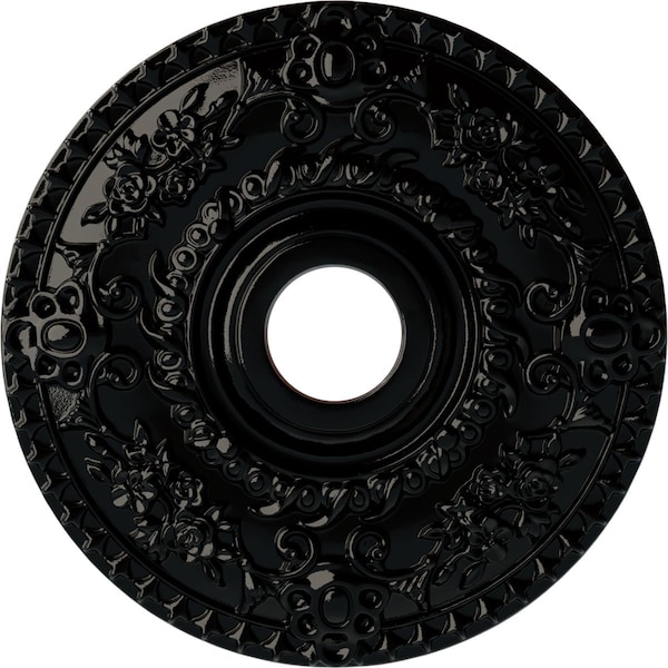 Ekena Millwork Rose Ceiling Medallion (Fits Canopies up to 7 1/4"), 18"OD x 3 1/2"ID x 1 1/2"P, Black Pearl CM18ROBPS - main